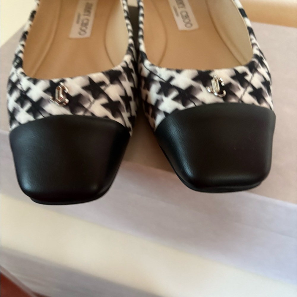 Jimmy Choo Black and White Houndstooth Flats